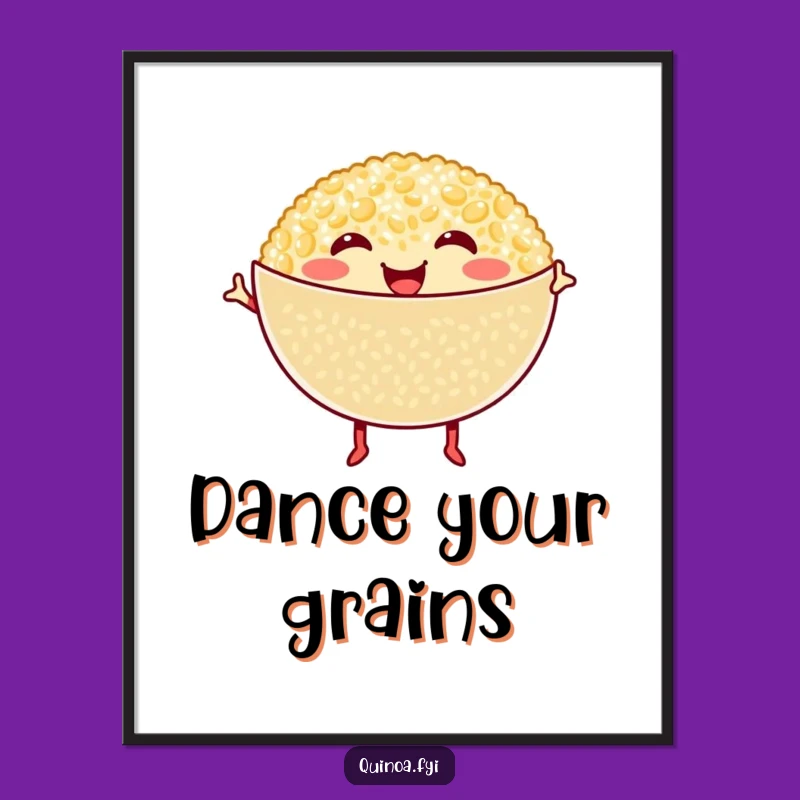 Funny Dancing Quinoa Bowl Poster - Whimsical Wall Art for Food Lovers