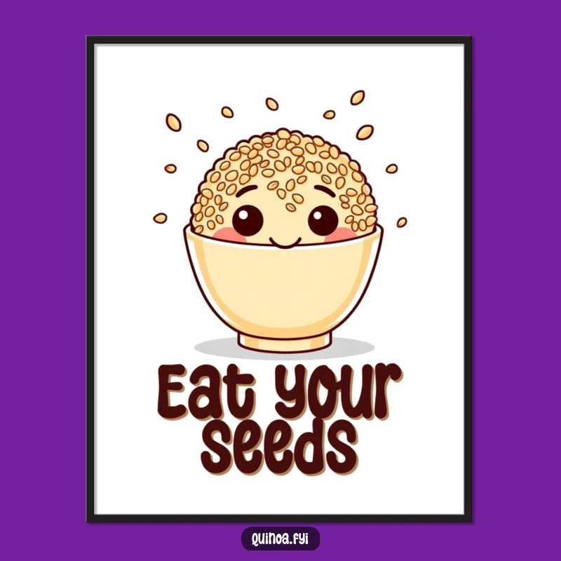 Funny Quinoa Juggling Seeds Poster - Hilarious Healthy Food Art Print for Your Wall