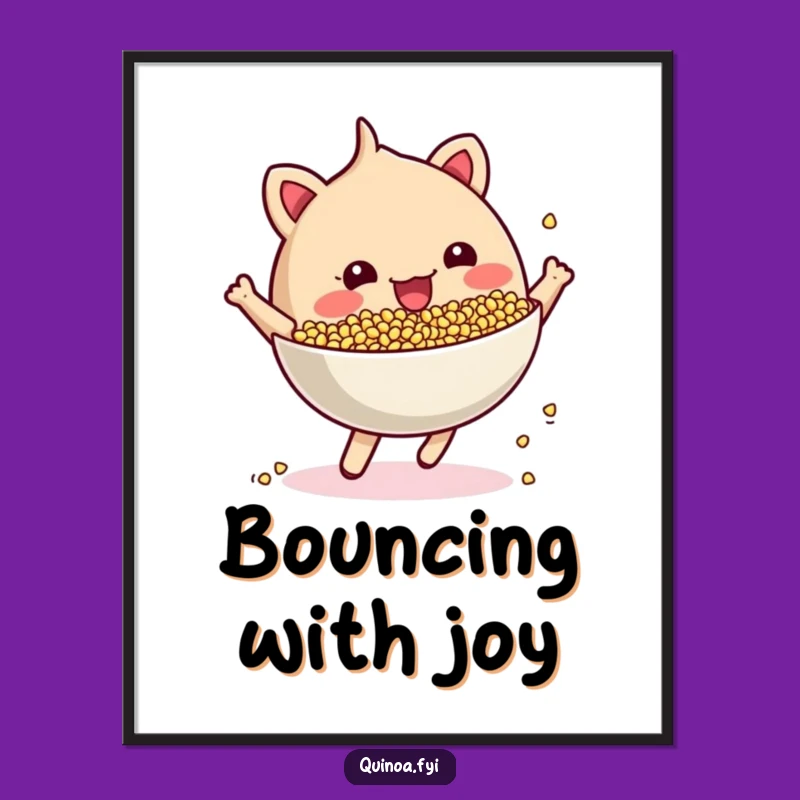 Funny Bouncing Quinoa Bowl Poster: Energetic Wall Art, Hilarious Gift