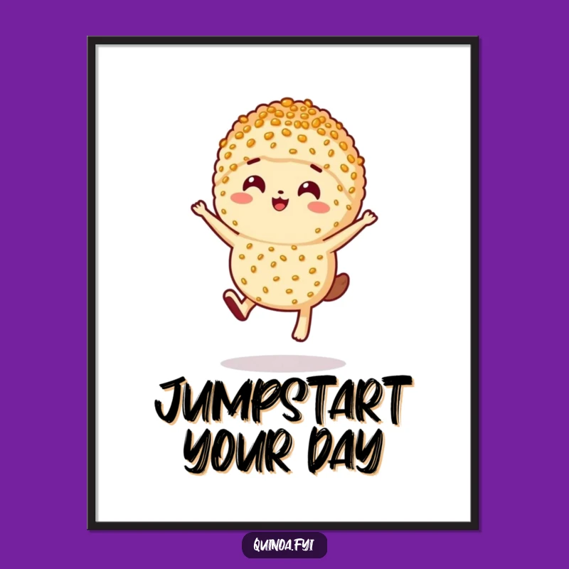 Funny Leaping Quinoa Poster: Whimsical Health Art