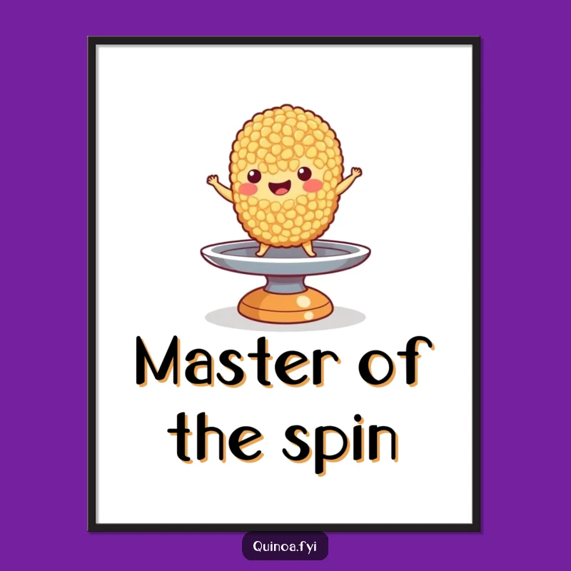 Funny Quinoa Balance Poster: Happy Grain Character Art, Hilarious Food Decor