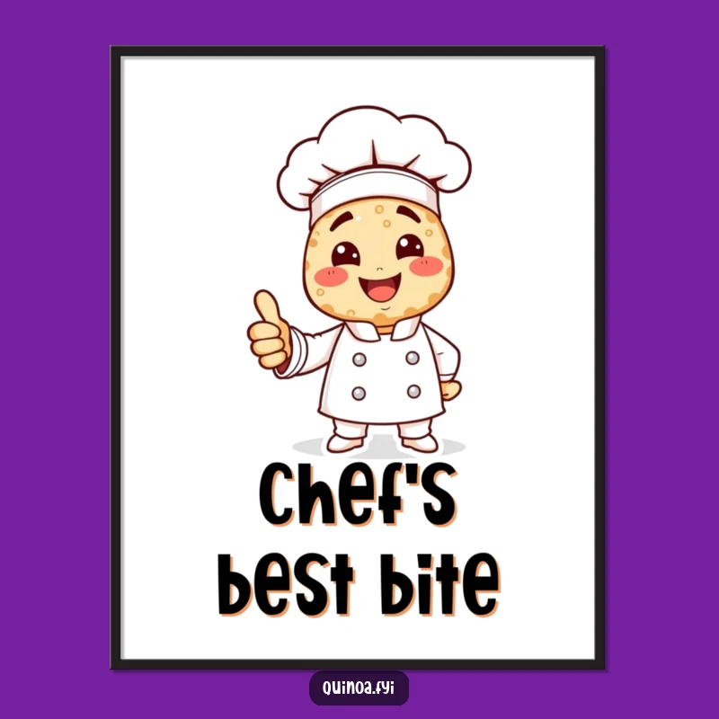 Funny Quinoa Chef Poster: Smiling Cook, Thumbs Up Art, Whimsical Funny Gift Decor