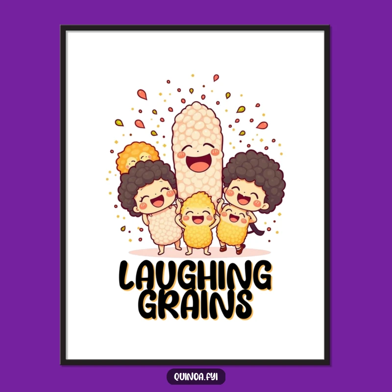 Funny Quinoa Explosion Poster: Joyful Art, Foodie Humor Print