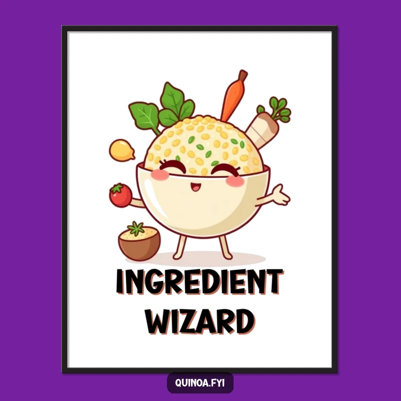 Funny Quinoa Juggler Poster: Winking Chef Art Print