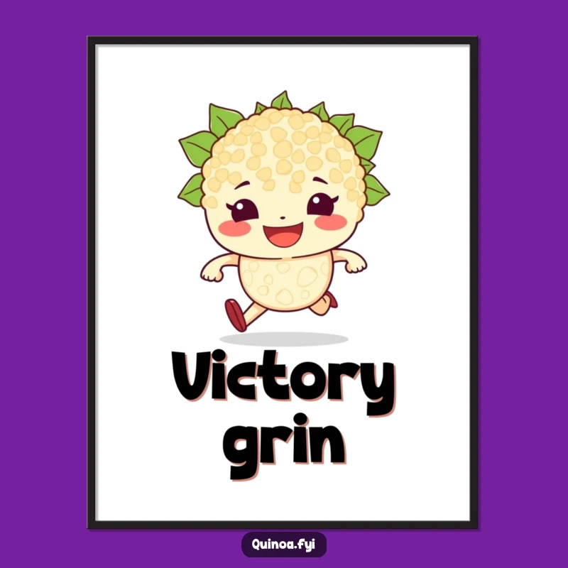 Funny Quinoa Race Poster: Motivational Wall Art with a Determined Grain Character