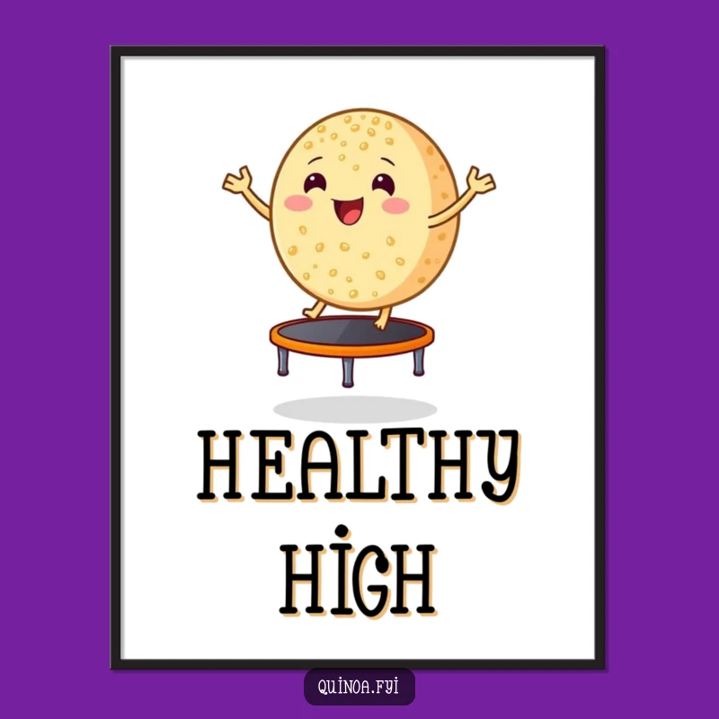 Funny Bouncing Quinoa Poster, Hilarious Healthy Food Art Gift