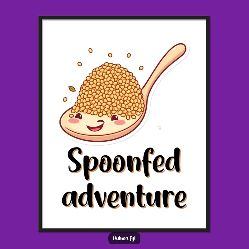 Funny Quinoa Grains Spoon Ride Poster: Whimsical Wall Art for a Laugh!