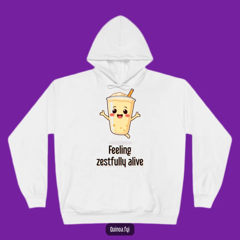Funny Quinoa Drink Hoodie, Cozy Smiley Face, Joyful Leap, Ultimate Funny Gift for All