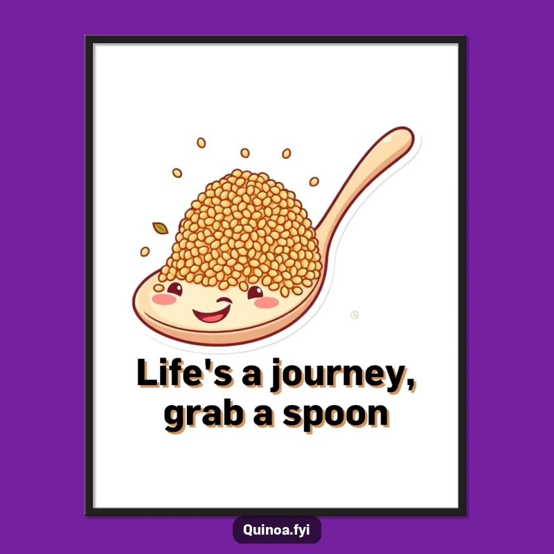 Free Printable Funny Wall Art: Giant Spoon Quinoa Grains Whimsical Downloadable Decor