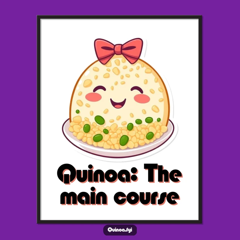 Free Printable Wall Art: Beaming Quinoa Bow, Hilarious Food Art, Downloadable Decor Gift