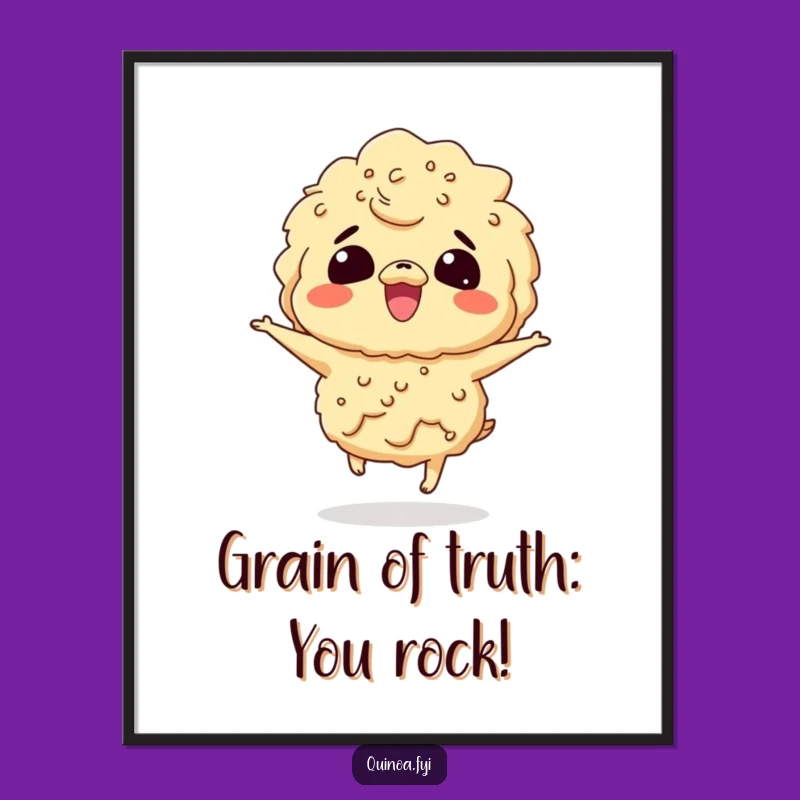 Free Printable Wall Art: Giggling Quinoa Bounce, Funny Organic Decor, Downloadable Gift