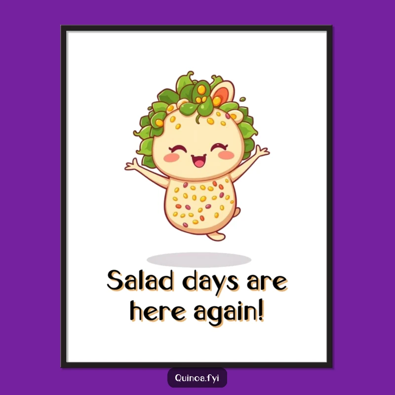 Free Printable Wall Art: Twirling Quinoa Salad - Funny Downloadable Humorous Decor!
