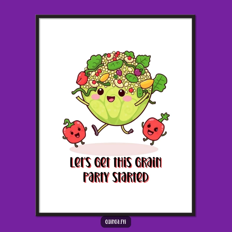Free Printable Dancing Quinoa Salad Wall Art - Funny Foodie Download