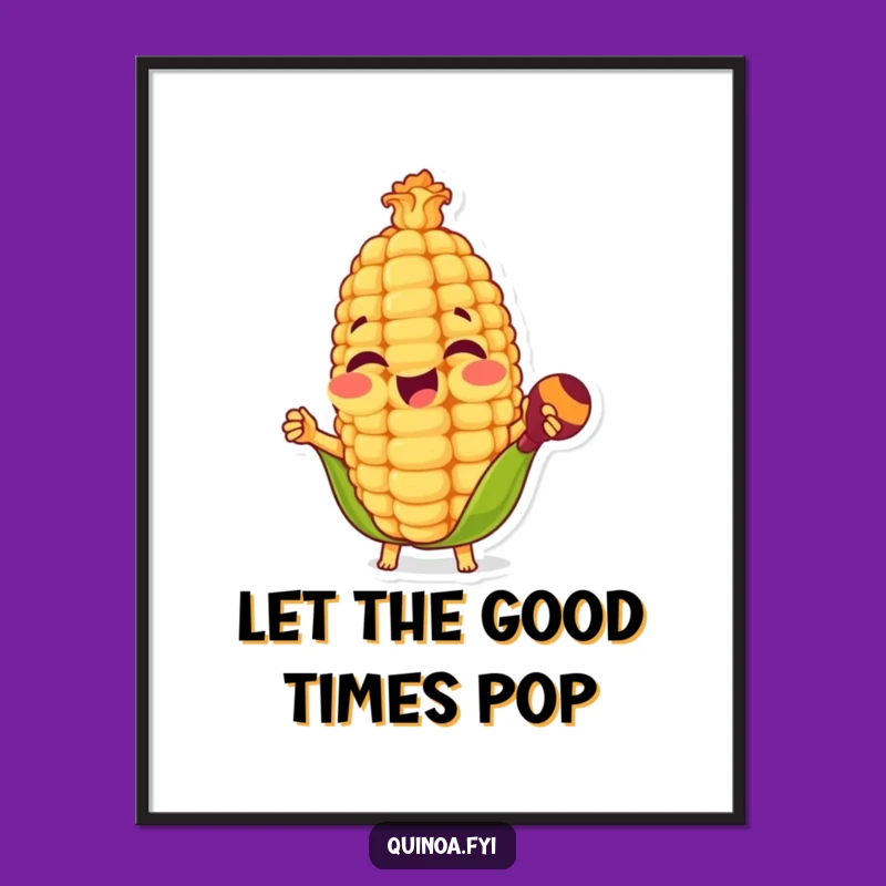 Funny Free Printable Wall Art: Maraca Corn Kernel, Festive Downloadable Decor