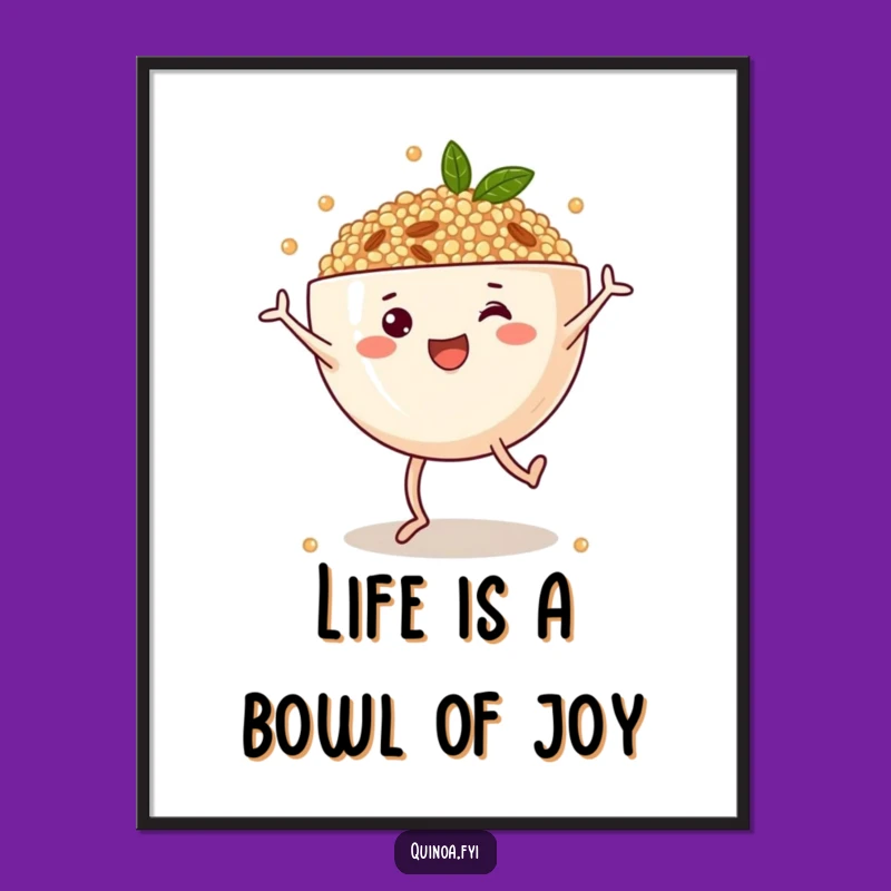 Funny Free Printable Wall Art: Cartwheeling Quinoa Bowl, Whimsical Downloadable Decor