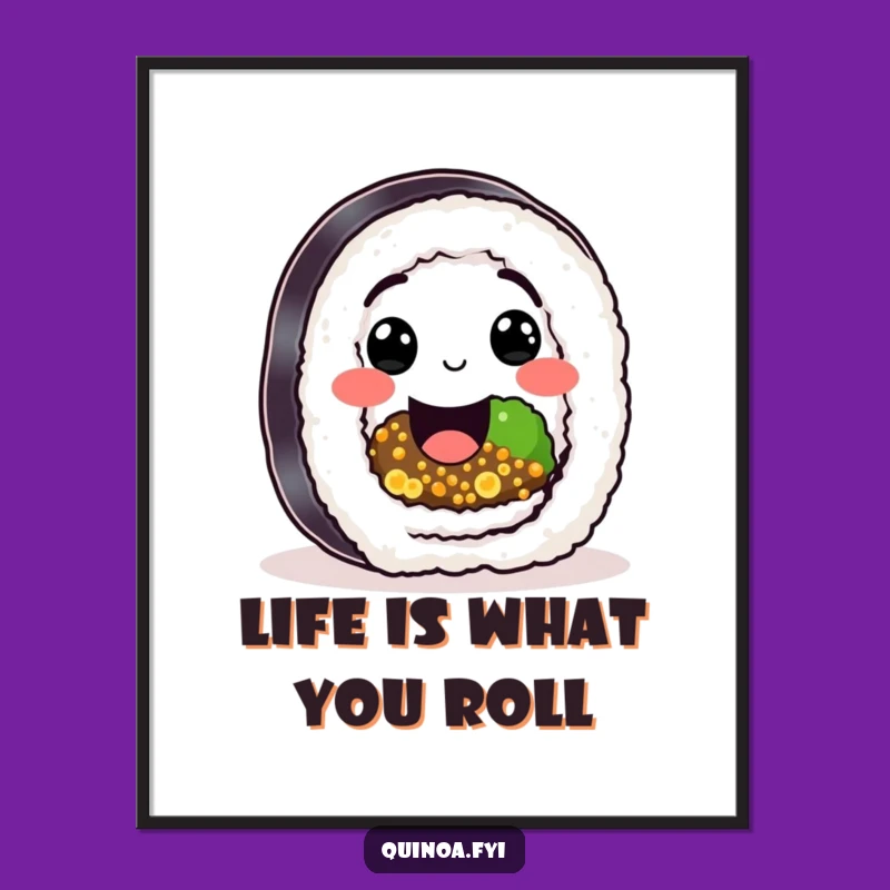 Free Printable Wall Art: Happy Quinoa Sushi - Humorous Food Decor