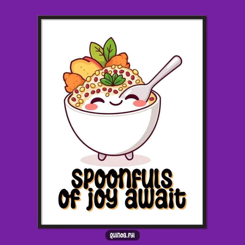 Funny Free Printable Wall Art: Quinoa Bowl Spoon Decor - Downloadable