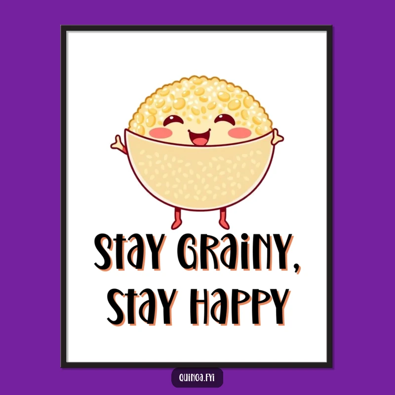 Free Printable Wall Art: Dancing Quinoa Bowl - Whimsical Downloadable Decor Piece