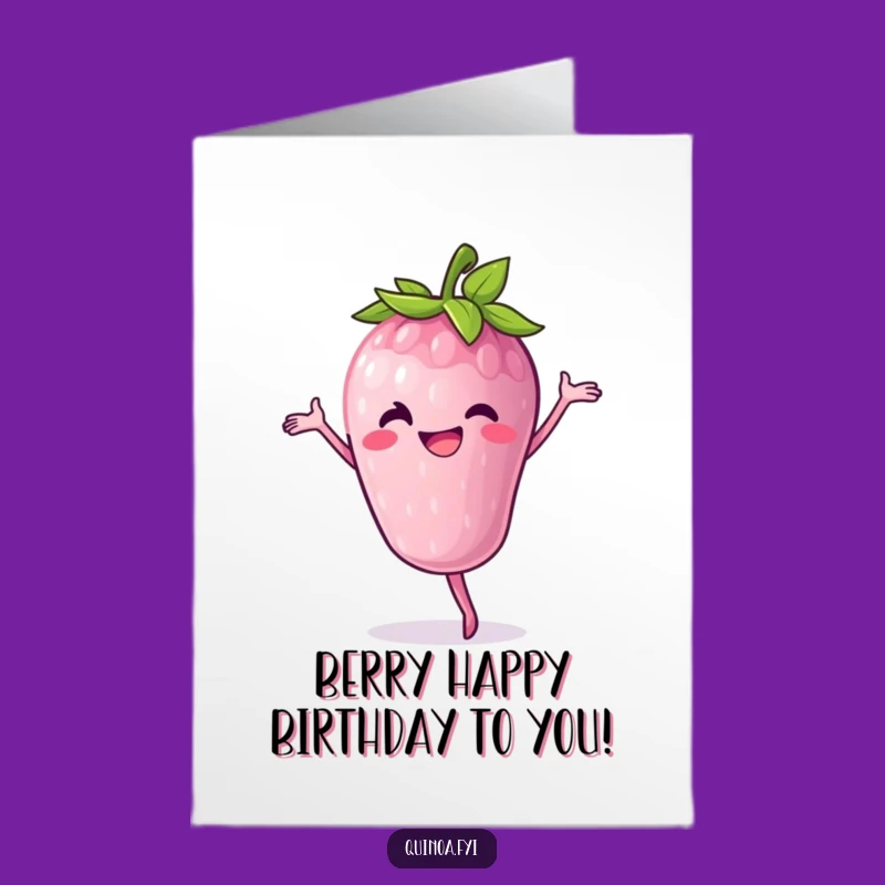 Free Printable Birthday Card: Dancing Berry Pirouette Funny Downloadable Gift