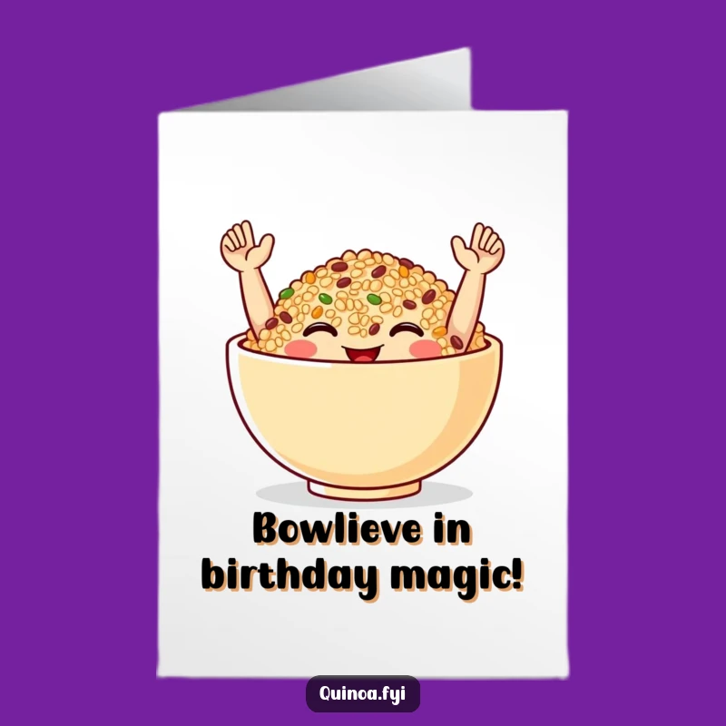 Free Printable Birthday Card: Smiling Quinoa Bowl for a Joyful Downloadable Gift