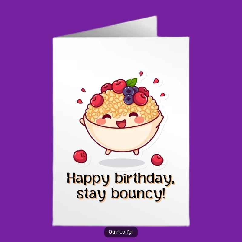 Free Printable Birthday Card: Bouncing Quinoa Bowl Fun Downloadable Gift
