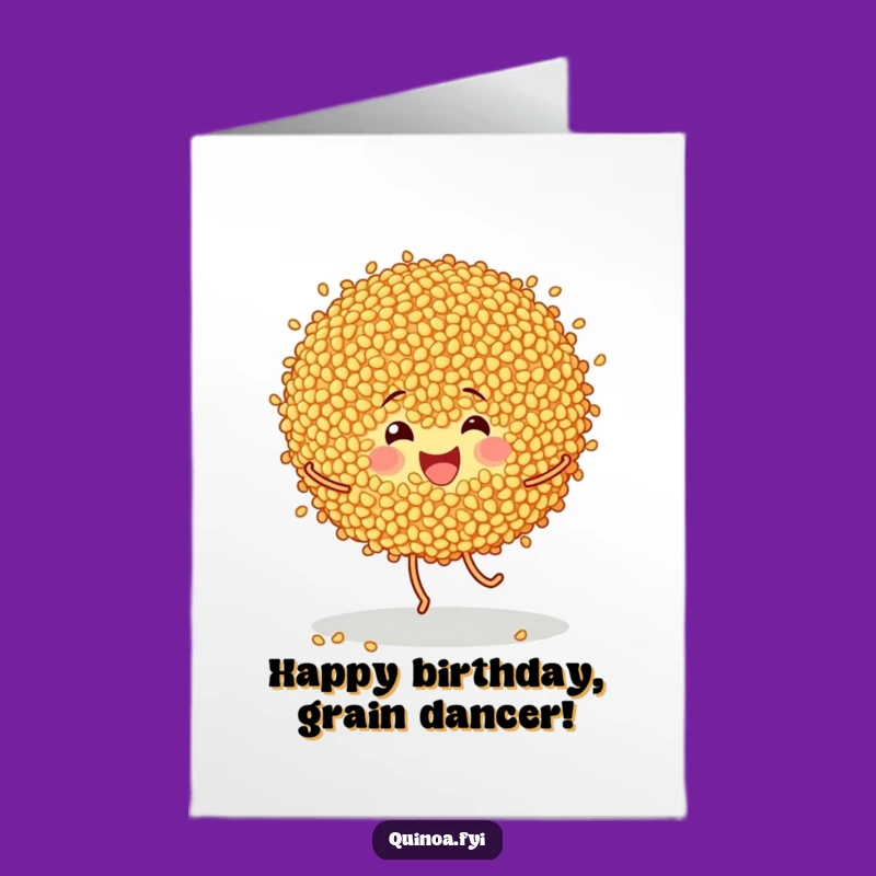 Free Printable Birthday Card: Cheerful Quinoa Grains Dancing - Fun Download