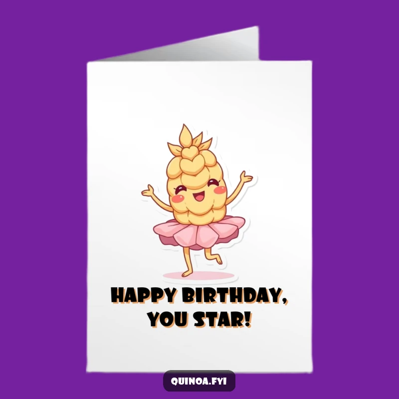 Free Printable Birthday Card: Dancing Wheat Grain Funny Downloadable Gift