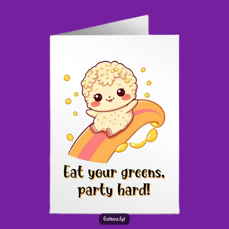 Free Printable Birthday Card: Funny Quinoa Rainbow Oil Slide - Downloadable Laughs!