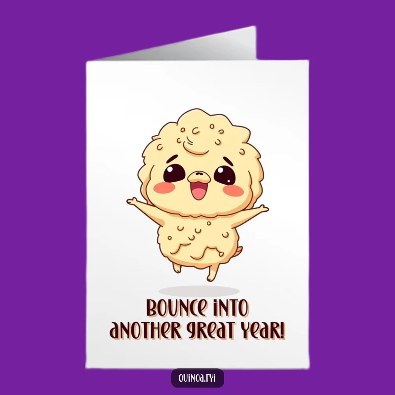Free Printable Birthday Card: Giggling Quinoa Fun, Bouncing Excitement, Downloadable Gift