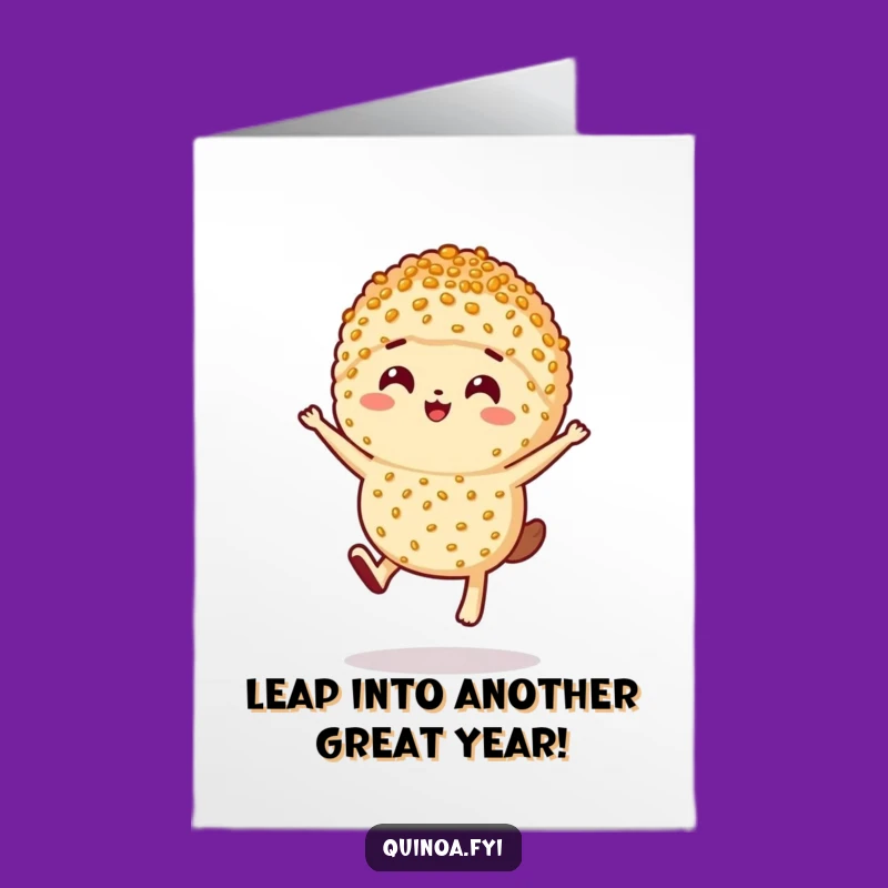 Free Printable Birthday Card: Leaping Quinoa - Funny Downloadable Gift!