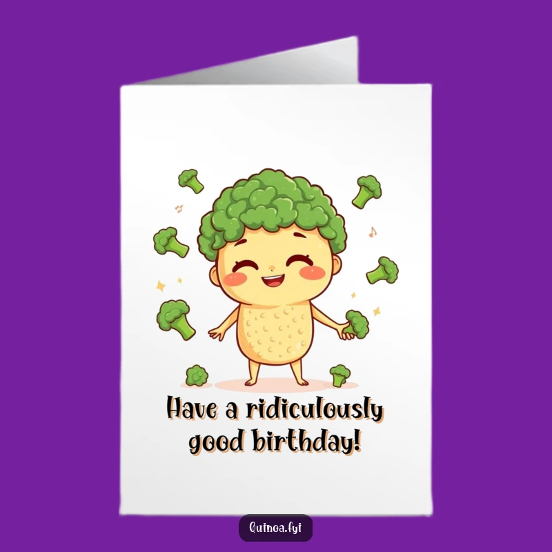 Free Printable Birthday Card: Quinoa Juggling for Laughs, Funny Downloadable Gift