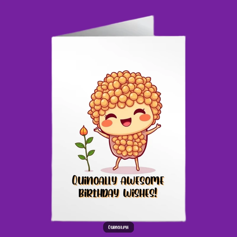 Free Printable Funny Birthday Card: Joyful Quinoa Dancing, Perfect Downloadable Gift
