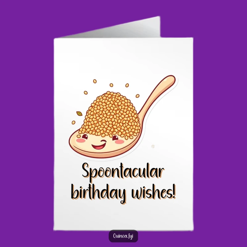 Free Printable Funny Birthday Card: Quinoa Grains Joyride on Giant Spoon Downloadable