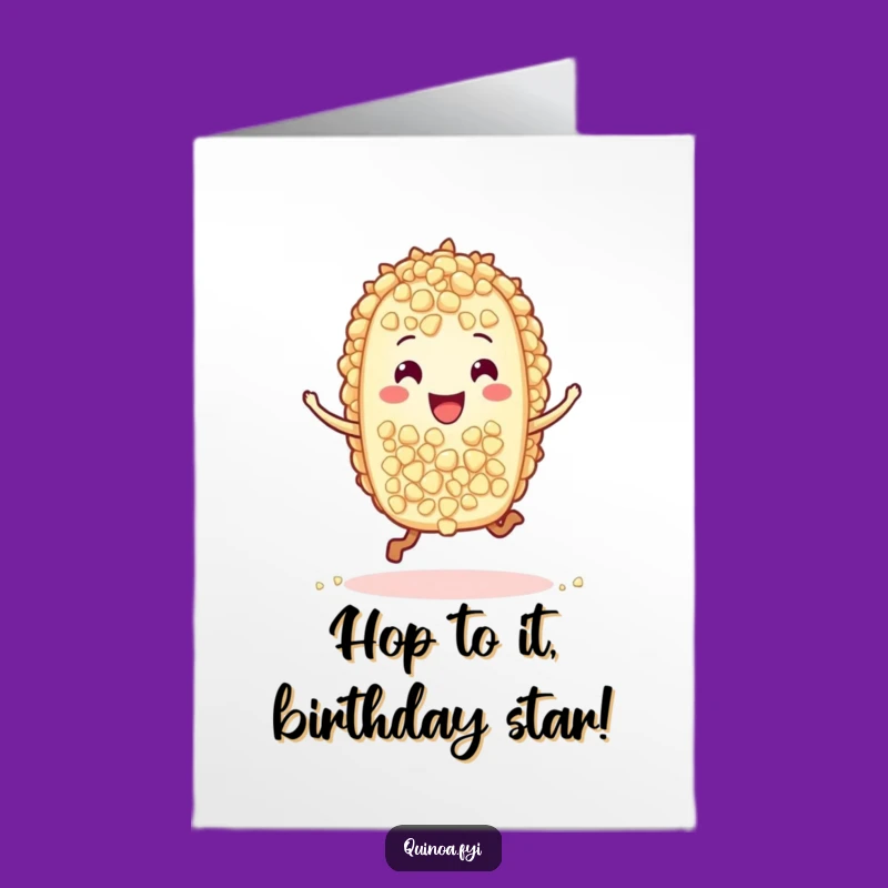 Free Printable Happy Birthday Card: Joyful Quinoa Hop Funny Downloadable Gift