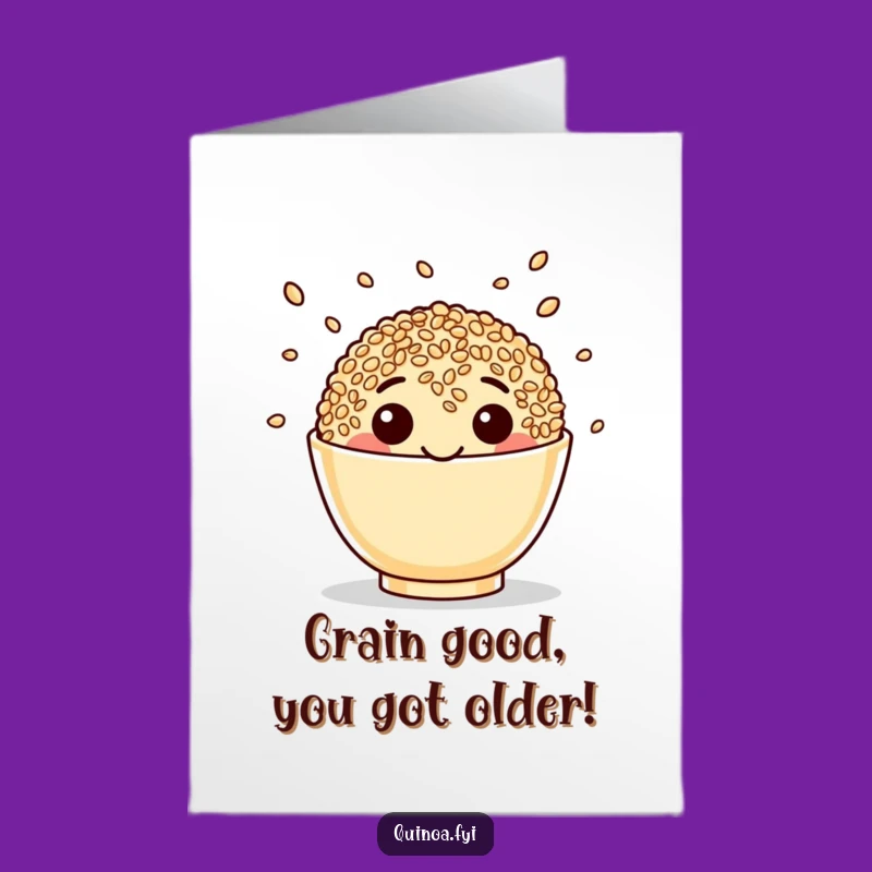 Free Printable Quinoa Birthday Card: Funny Juggling Food Design for Health Nut Gift
