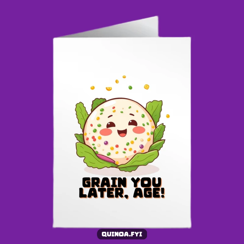 Free Printable Birthday Card: Spinning Quinoa Salad Humor, Fun Downloadable Gift