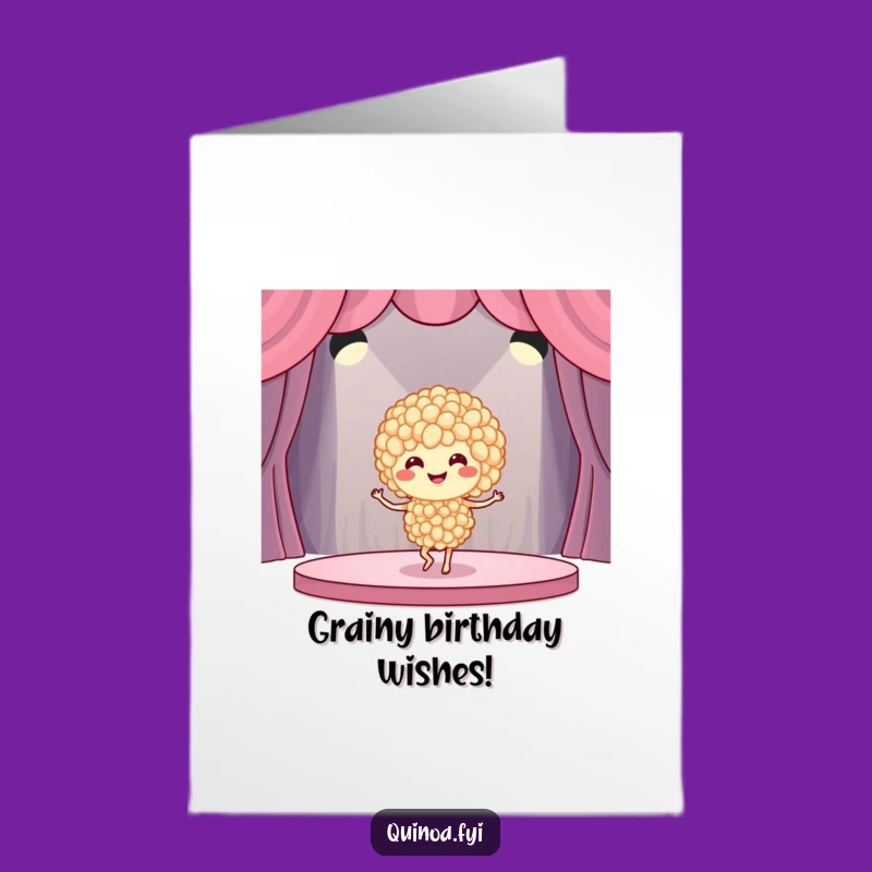 Free Printable Birthday Card: Funny Quinoa Dancer Design for a Joyful Celebration