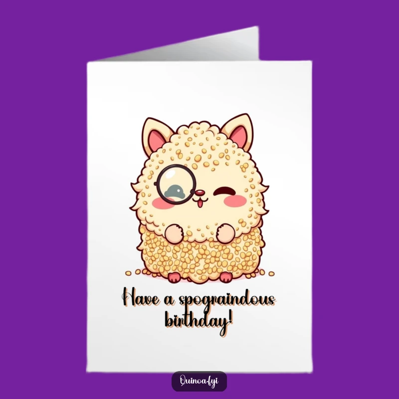 Free Printable Birthday Card: Monocle Quinoa Winks, Funny Downloadable Gift for Him/Her