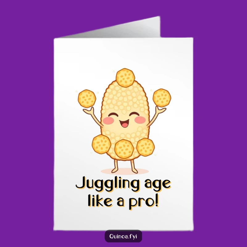 Free Printable Birthday Card: Quinoa Juggling Fun - Downloadable Cheerful Gift!