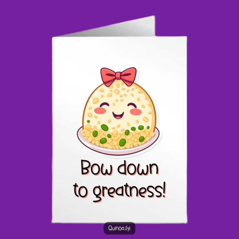 Free Printable Congratulations Card: Beaming Quinoa Bow, Happy Grin for a Funny Downloadable Gift