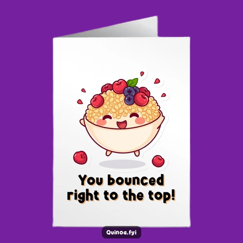 Free Printable Congrats Card: Bouncing Quinoa Bowl Celebration Downloadable Gift