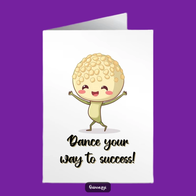 Free Printable Congrats Card: Dancing Quinoa Sprout, Funny Downloadable Greeting for a Big Win