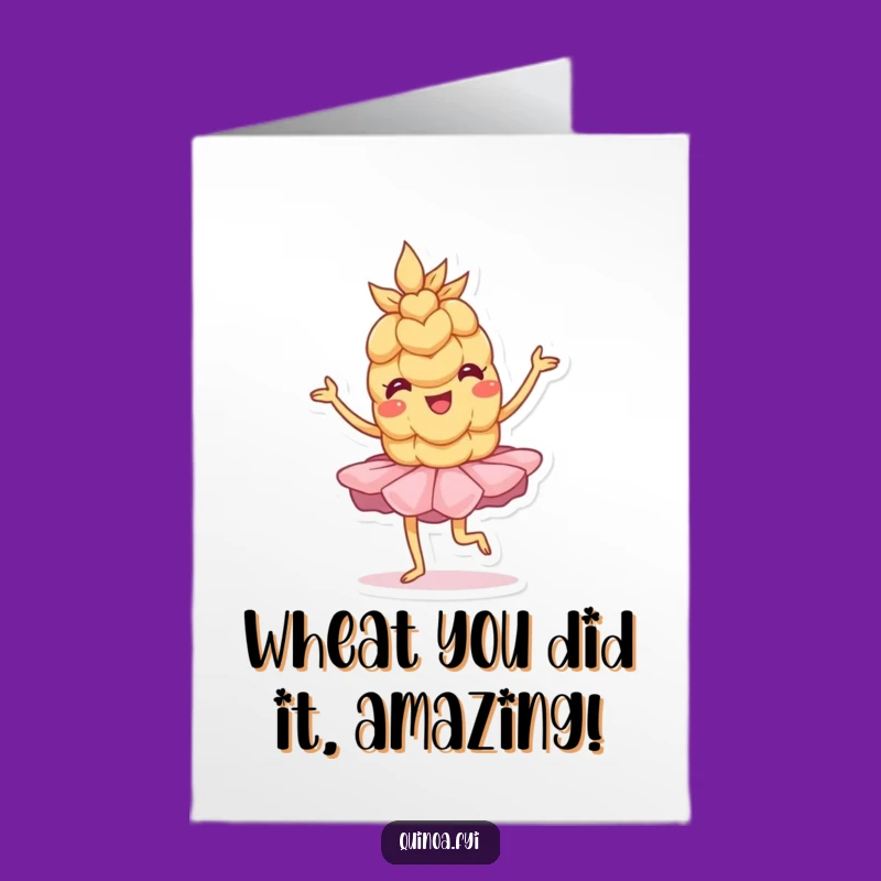 Free Printable Congrats Card: Dancing Wheat Grain Funny Downloadable Gift
