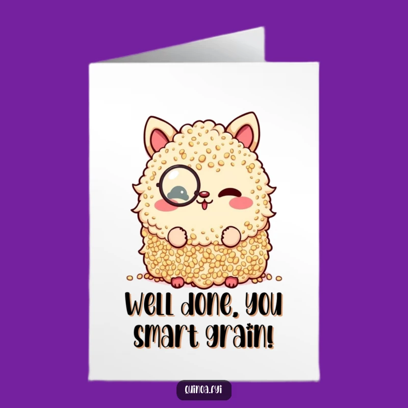Free Printable Congrats Card: Monocle Quinoa Winks at Success, Funny Downloadable Gift