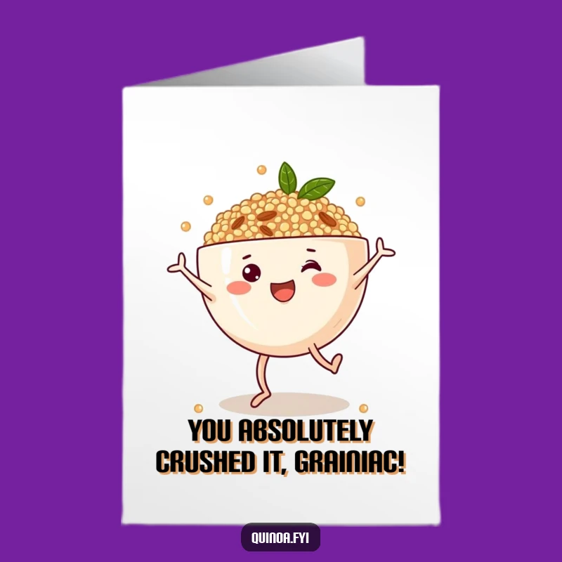 Free Printable Congratulations Card: Hilarious Quinoa Bowl Cartwheel for Your Big Win