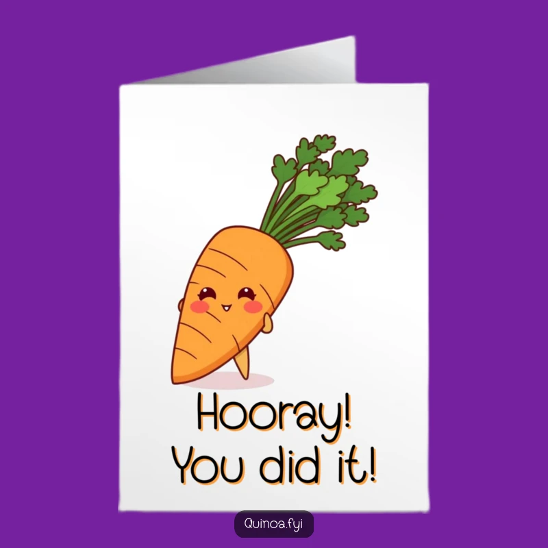 Free Printable Congrats Card: Quinoa's Giggle Behind Carrot, Funny Downloadable Gift