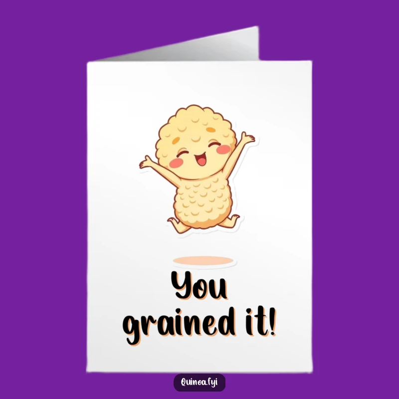 Free Printable Congratulations Quinoa Card: Funny Leap Downloadable Gift for Victors
