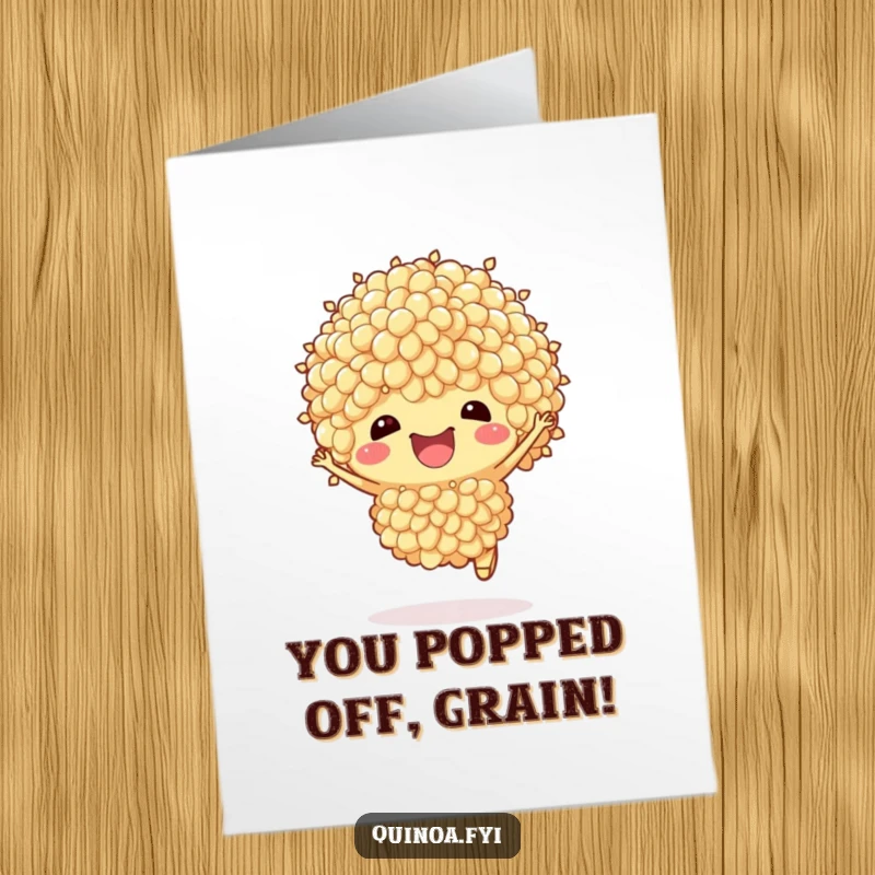 Funny Free Printable Congrats Card: A jubilant quinoa cluster celebrating, ideal for a downloadable, humorous congratulatory message.