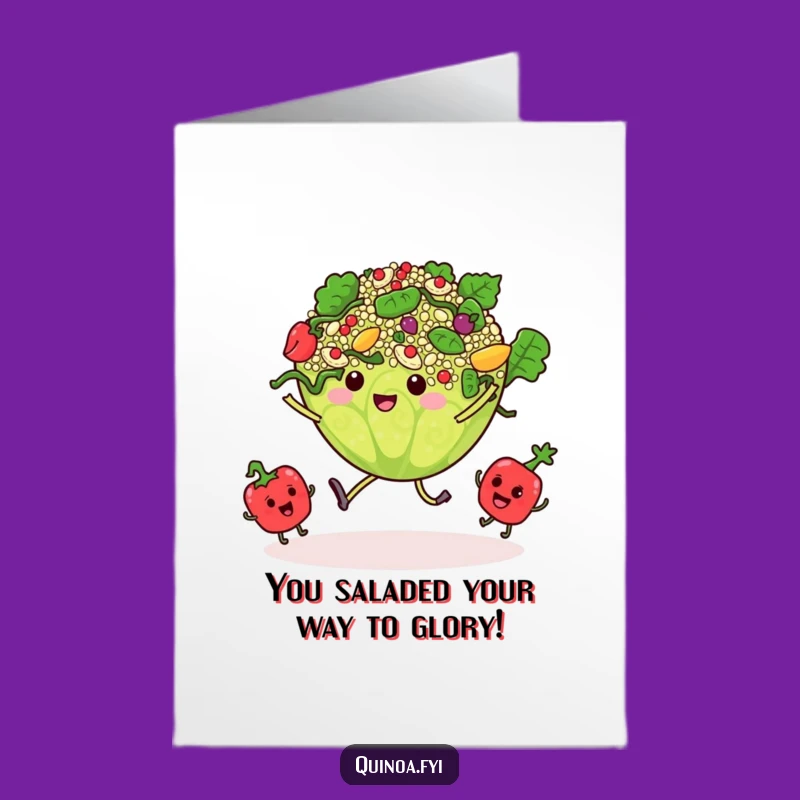 Free Printable Dancing Quinoa Salad Congrats Card - Humorous Veggie Download