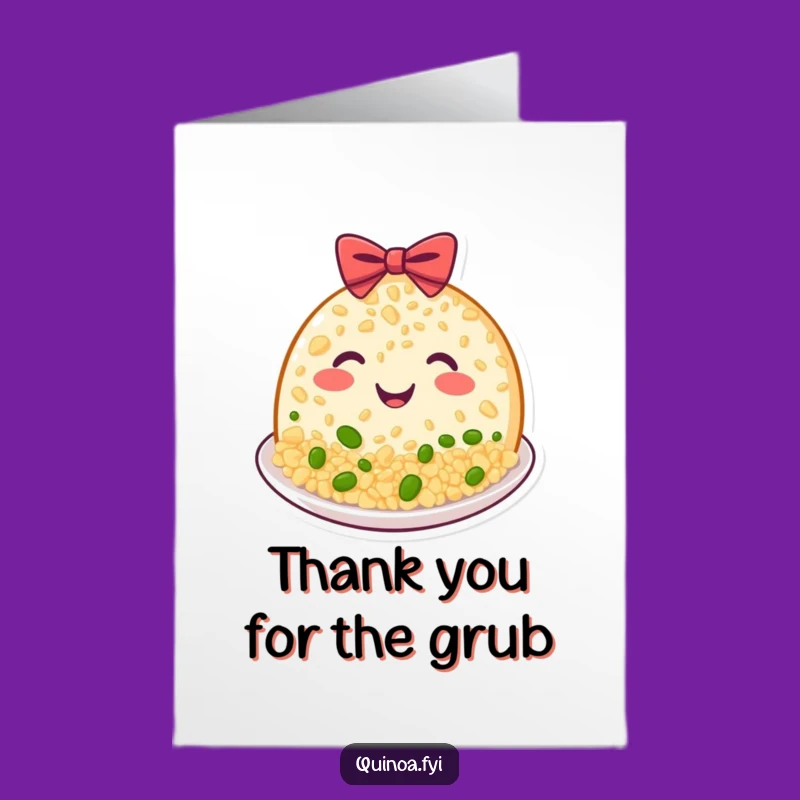 Free Printable Thank You Card: Beaming Quinoa Bow, Happy Grin for a Funny Downloadable Gift